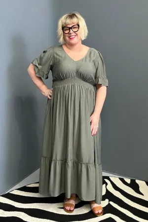 'AMBER" Maxi Dress - Olive