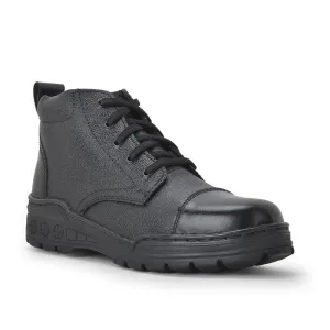 Freedom Casual (Black) POLICE Leather High Ankle Boot with ZIP VEER-2 By Liberty