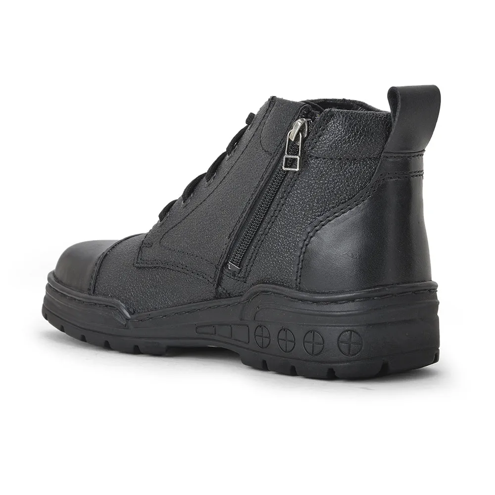 Freedom Casual (Black) POLICE Leather High Ankle Boot with ZIP VEER-2 By Liberty