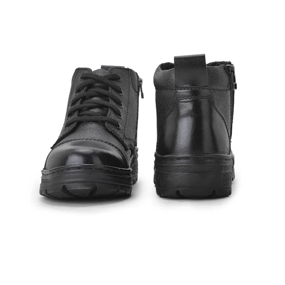 Freedom Casual (Black) POLICE Leather High Ankle Boot with ZIP VEER-2 By Liberty
