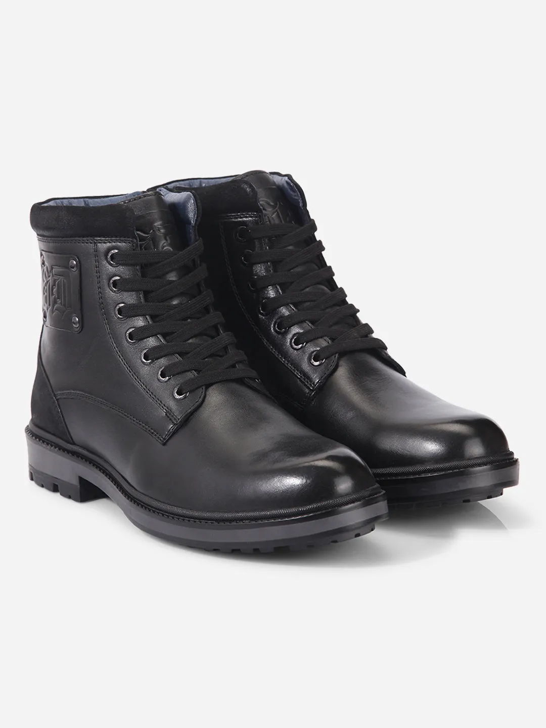Men's Black Round Toe Ankle top Lace Up Boot (ID1155 )