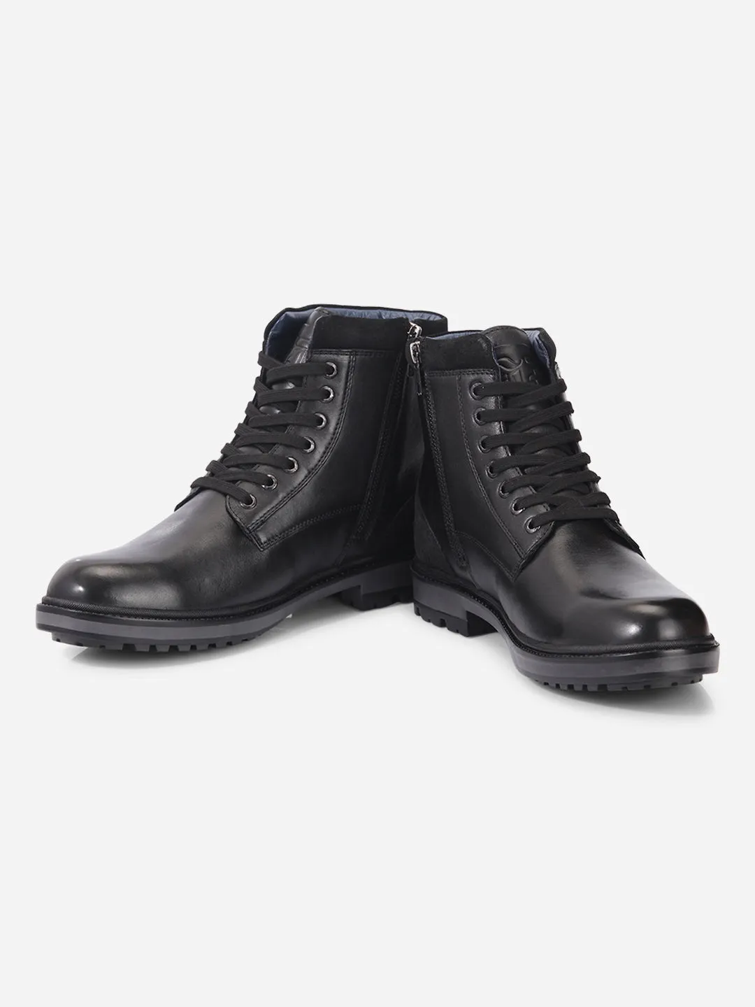 Men's Black Round Toe Ankle top Lace Up Boot (ID1155 )
