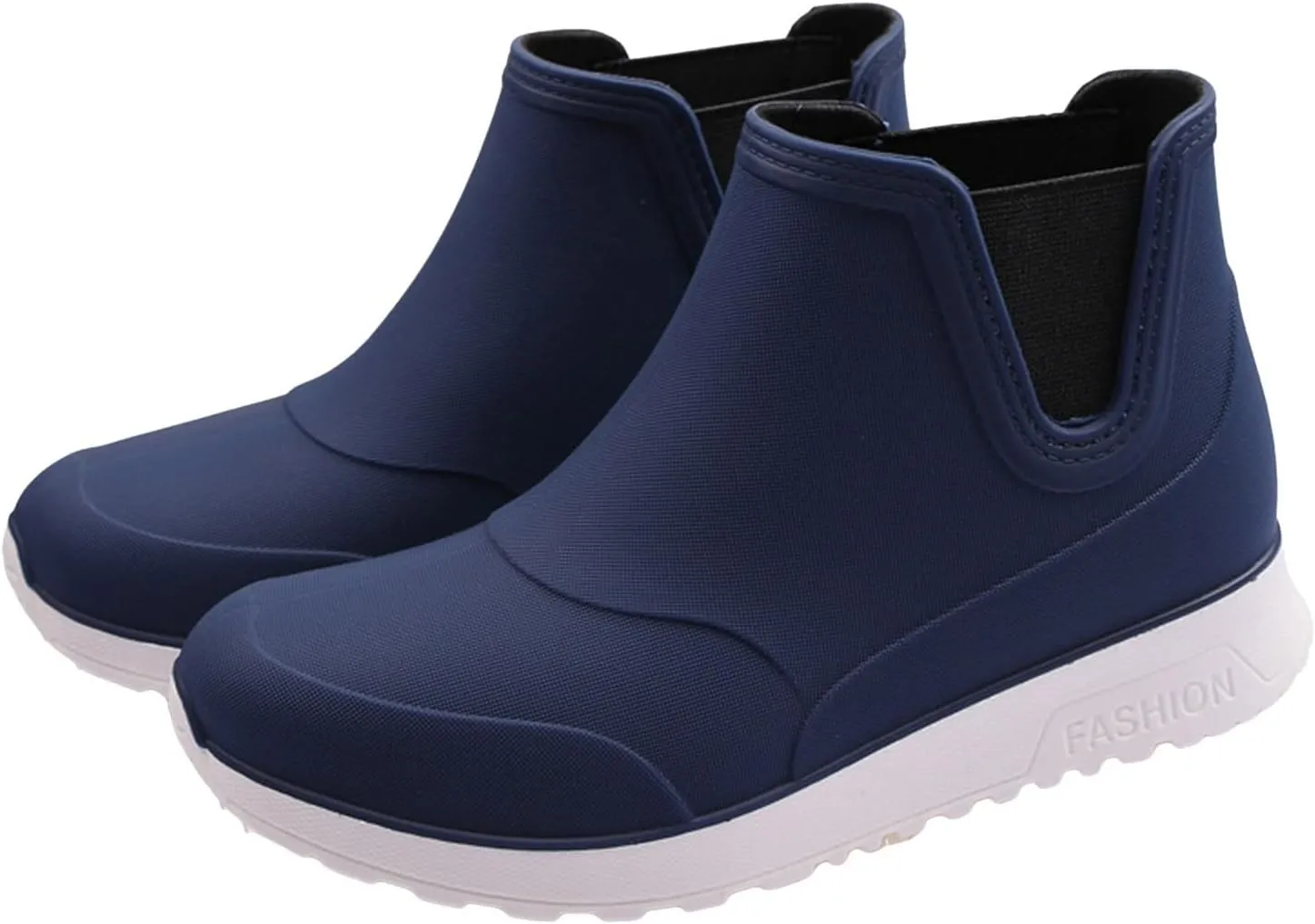 Men's Comfortable Insole Rain Boots Durable Mid Calf Deck Boots Waterproof Non Slip Rain Shoes Men Casual Garden Shoes Lightweight Kitchen Labor Shoe Black Fishing Shoe Water Footwear