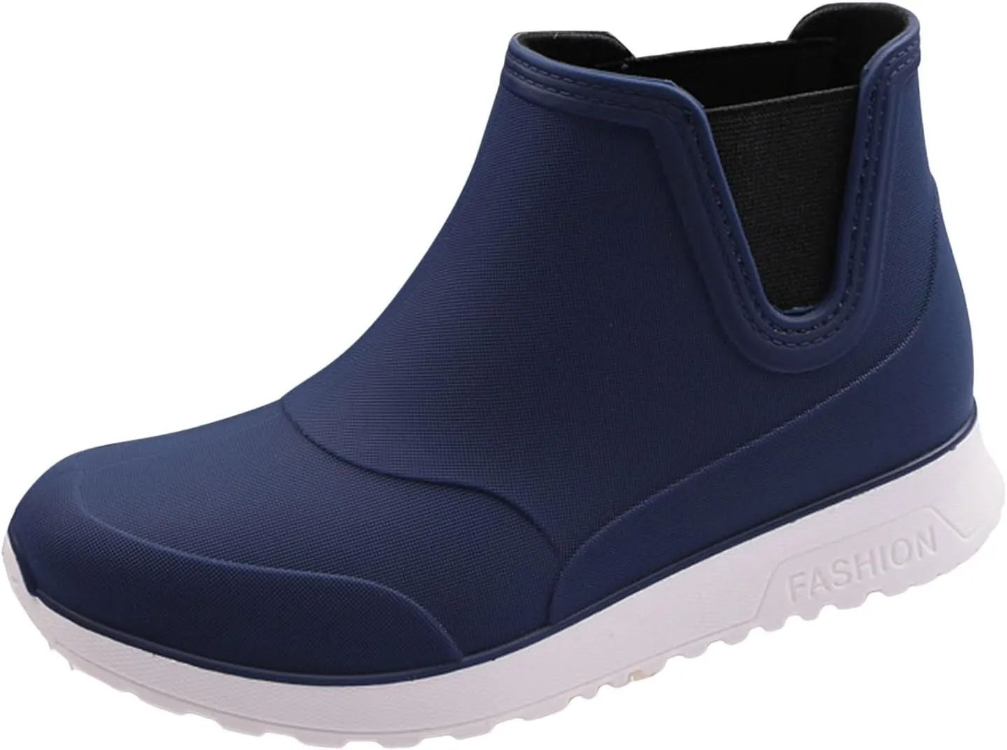 Men's Comfortable Insole Rain Boots Durable Mid Calf Deck Boots Waterproof Non Slip Rain Shoes Men Casual Garden Shoes Lightweight Kitchen Labor Shoe Black Fishing Shoe Water Footwear