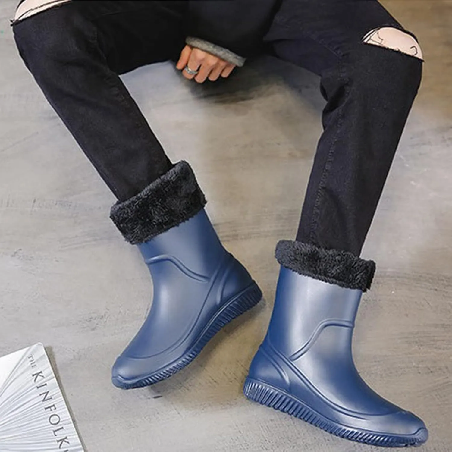 Men's Rain Boots Waterproof Non-Slip Outdoor Work Rubber Boots Fishing Boots For Men Waterproof Ankle Rain Boots
