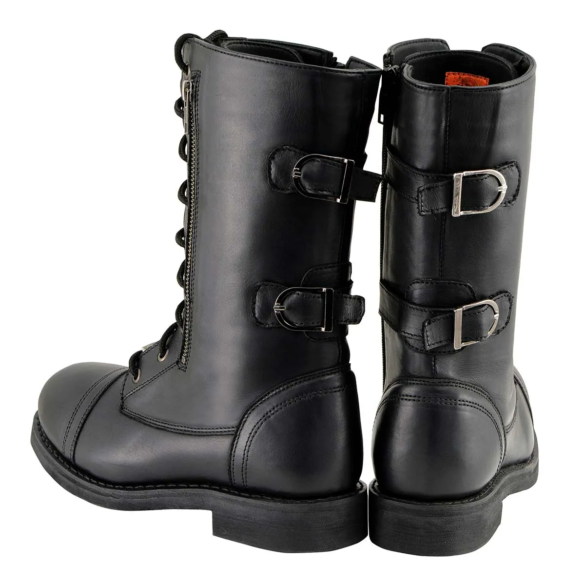 Milwaukee Leather MBL9369 Women's Graze Black Leather Lace-Up Boots with Zipper Pocket
