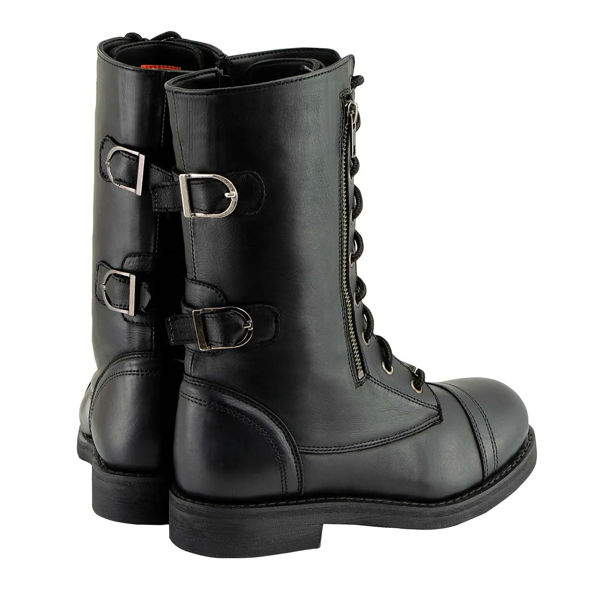 Milwaukee Leather MBL9369 Women's Graze Black Leather Lace-Up Boots with Zipper Pocket