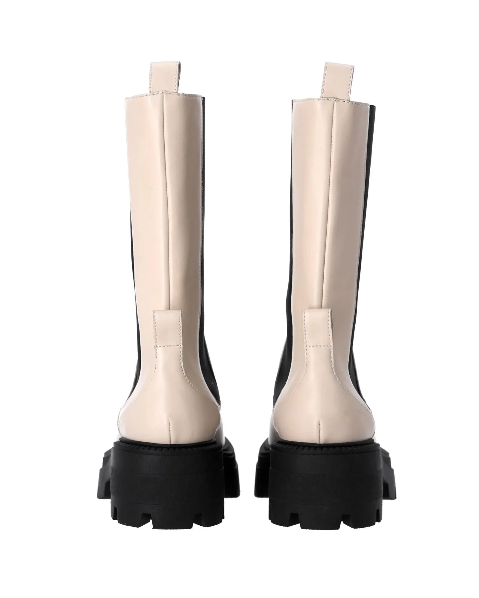 Platform Boots in White Leather