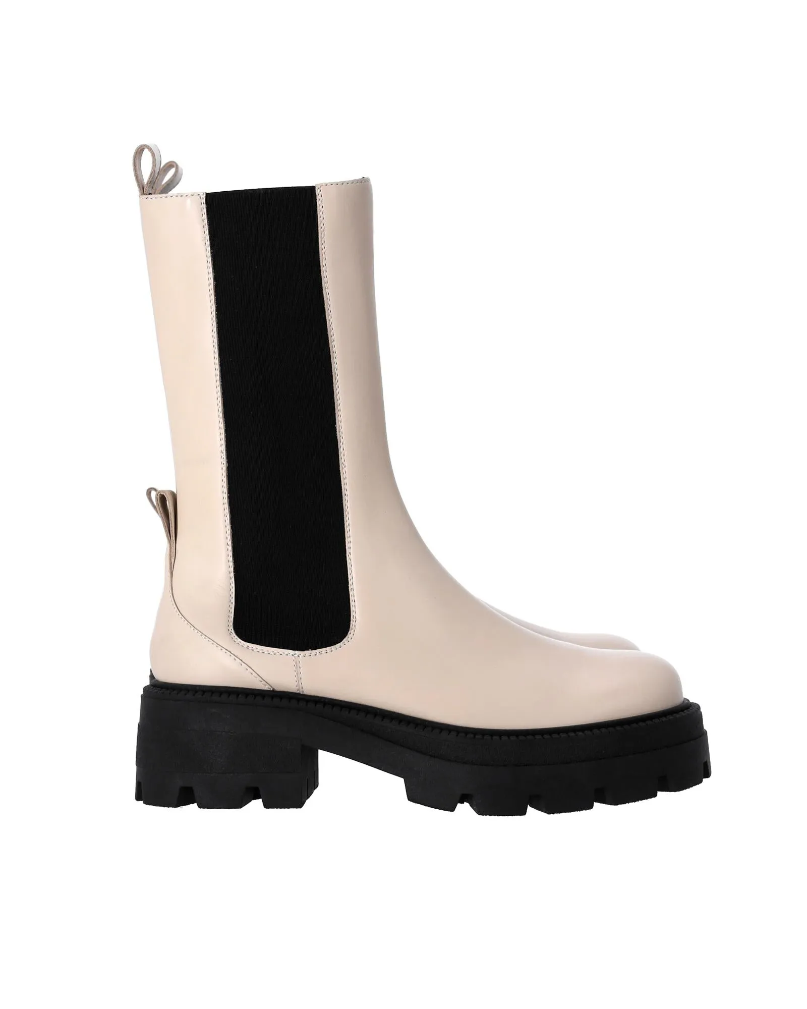 Platform Boots in White Leather