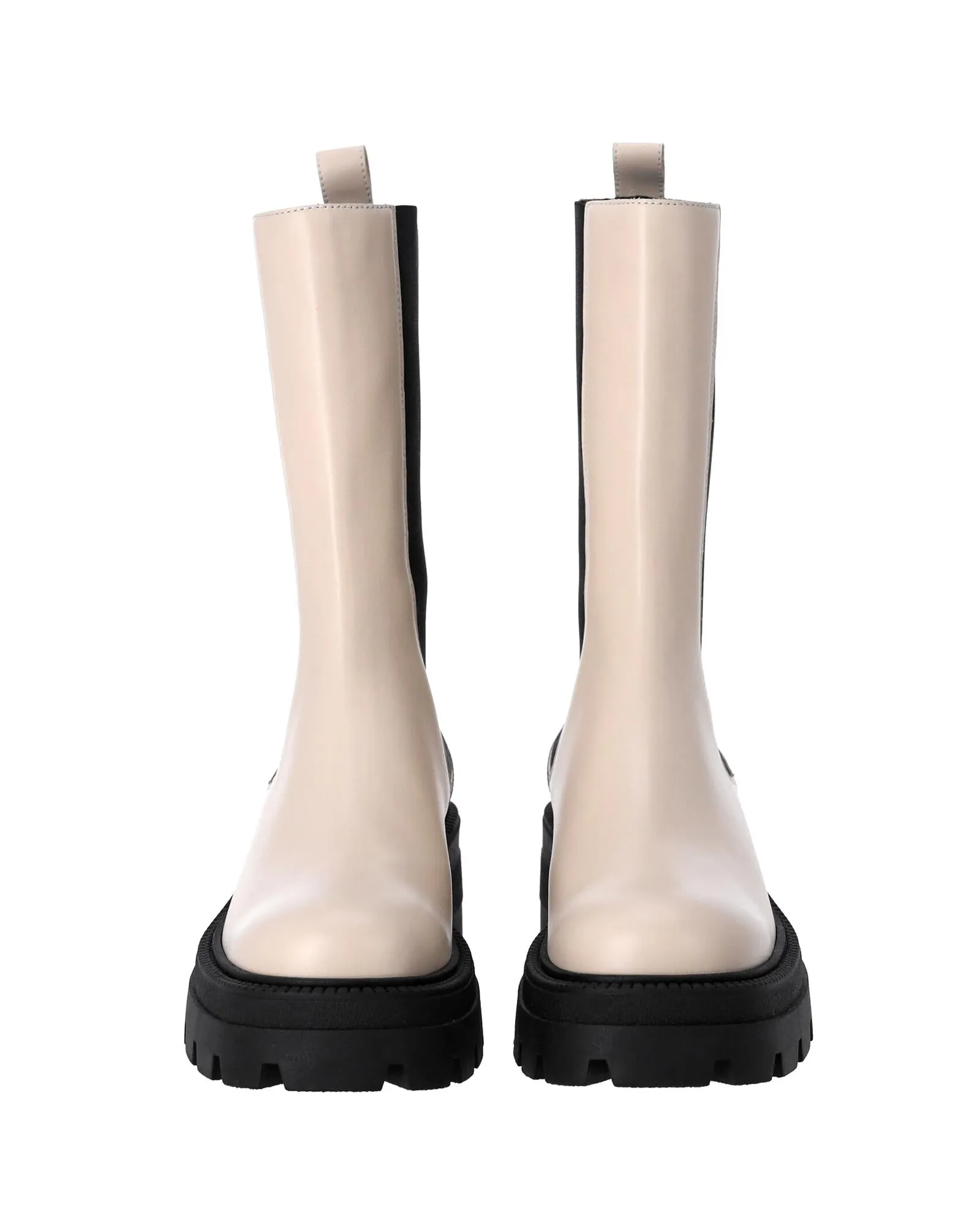 Platform Boots in White Leather